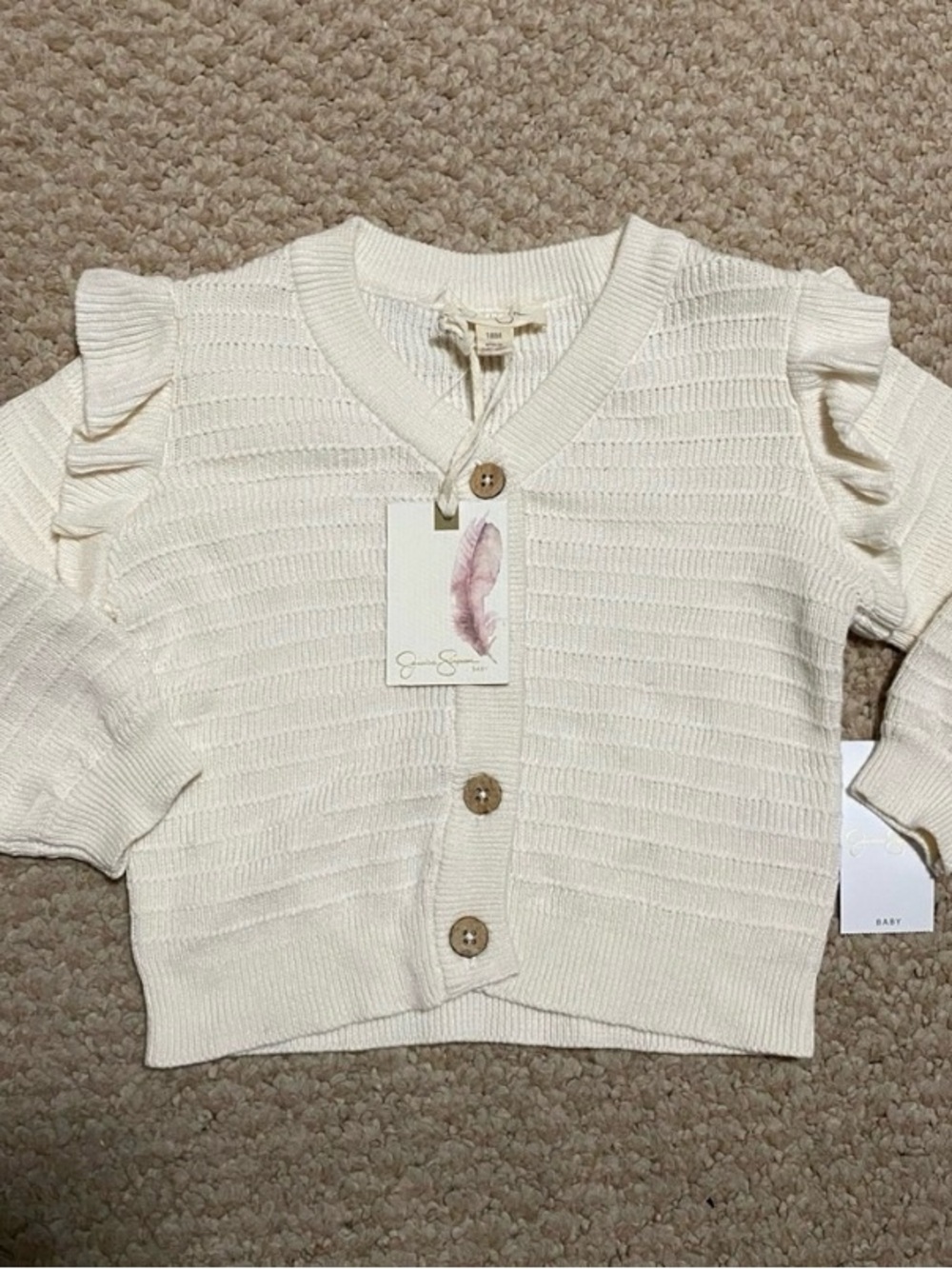 Jessica Simpson girls toddler 18mo Knit sweater w/ Ruffle Shoulders baby NWT